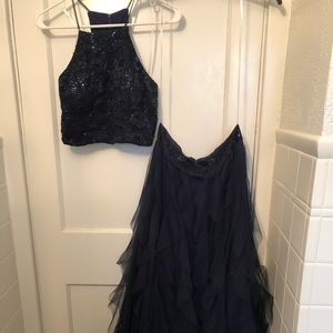 Tulle and Sequin Petite Two Piece Formal Dress